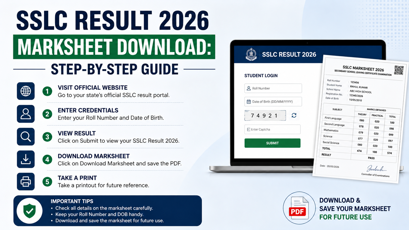 SSLC Result 2026 Marksheet Download: Step-by-Step Guide